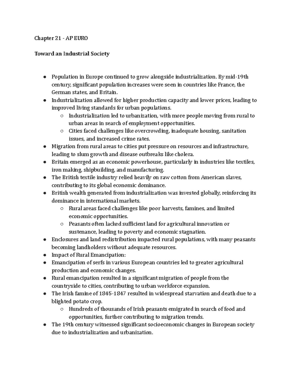 Chapter 21 - AP EURO - Chapter 21 - AP EURO Toward an Industrial ...