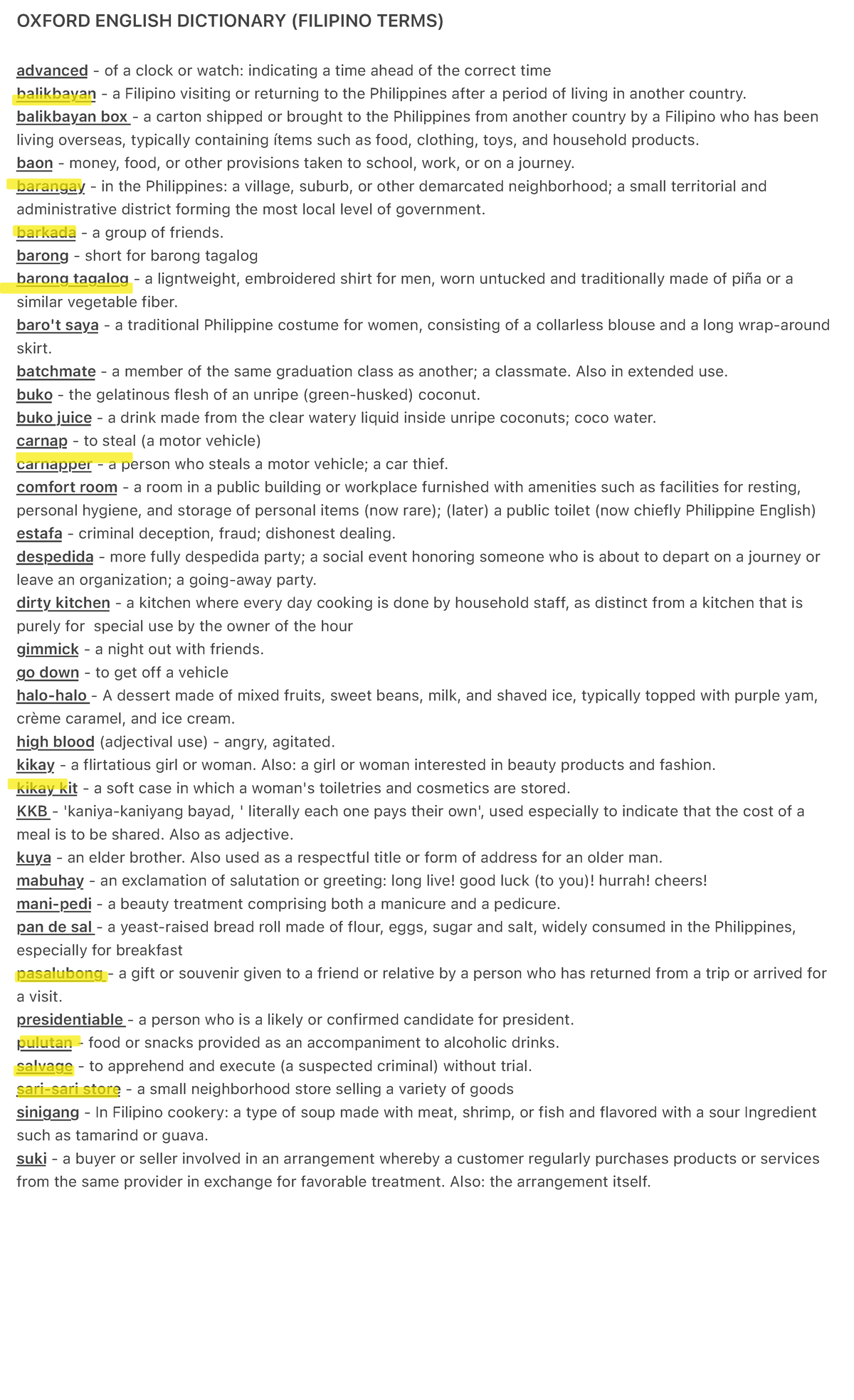 Oxford English Dictionary ( Filipino Terms) - OXFORD ENGLISH DICTIONARY ...