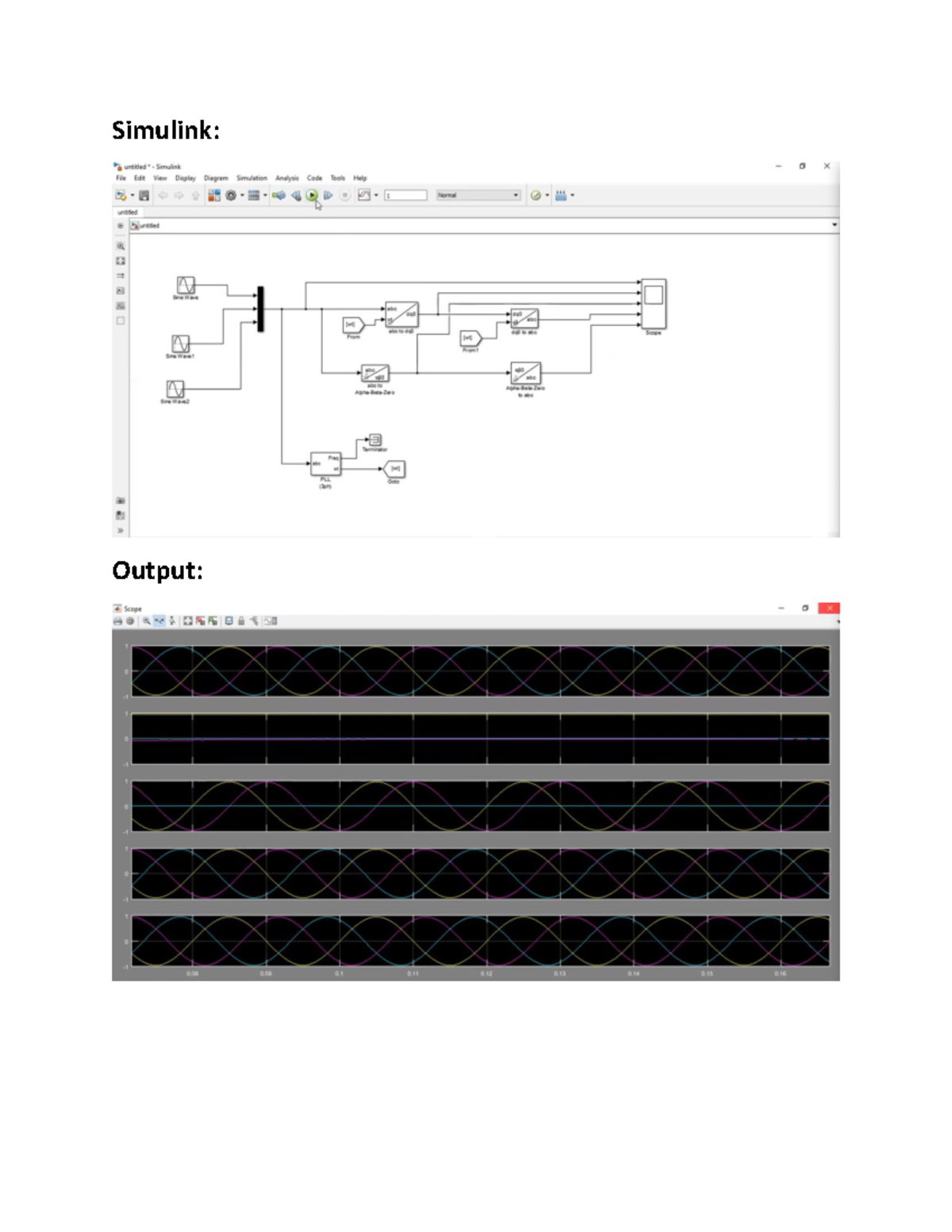 Simulink - simulation of clark - Electronics Lab - Simulink: untitled ...
