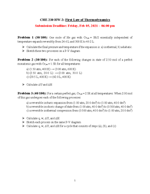 CHE 230 HW-3 Chemical Reaction Calculations - CHE 230 HW-3: Chemical ...