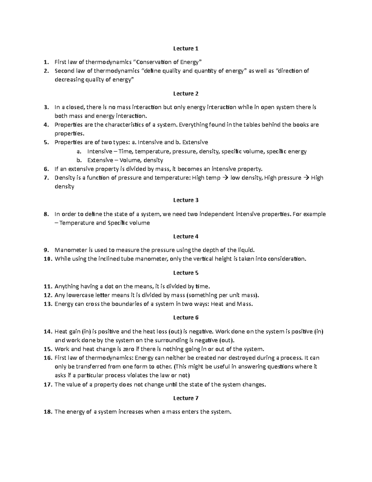 Thermodynamics study material for the final exam - First law of ...