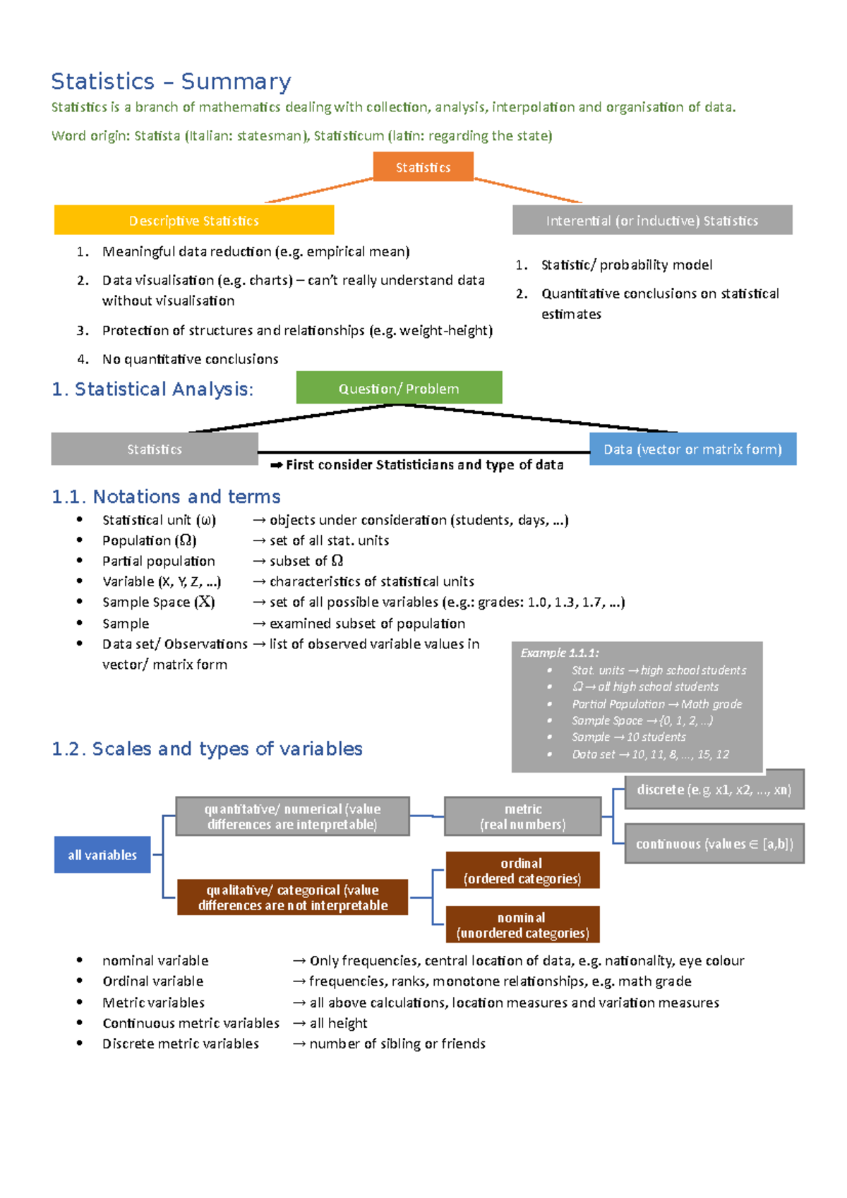 Statistics - Summary 1 - Statistics Summary Statistics is a branch of ...