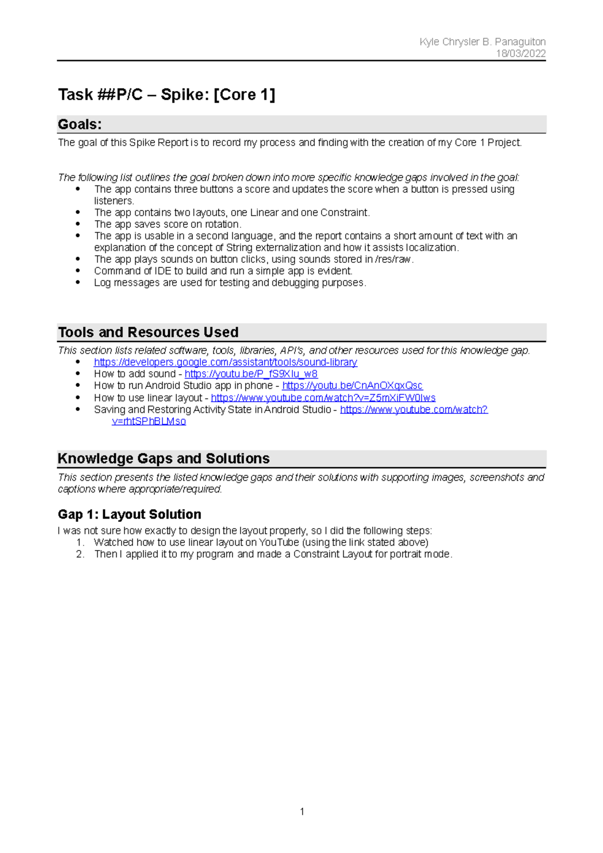 SDMD Spike Report Template Draft for Study - 18/03/ Task ##P/C – Spike ...