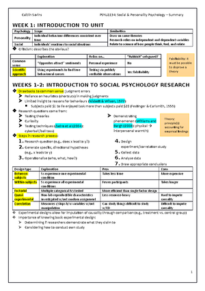 PSYU2234 - MQ - Personality And Social Psychology - Studocu