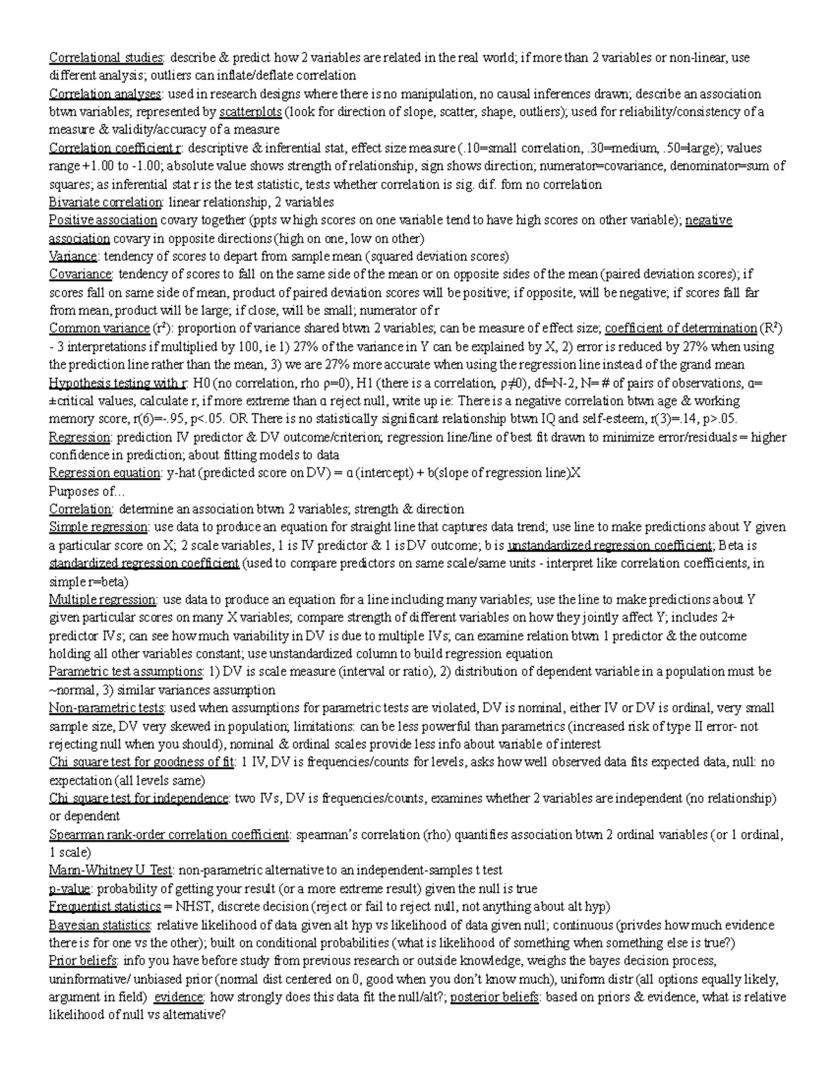 Stats Exam 4 Study Guide - Correlational studies: describe & predict ...