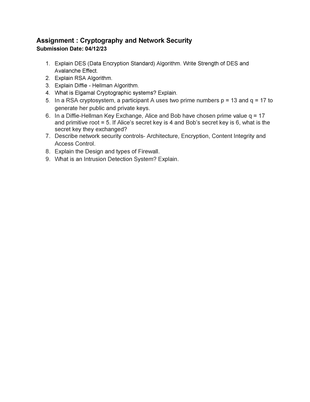 cryptography and network security assignment 3 answers