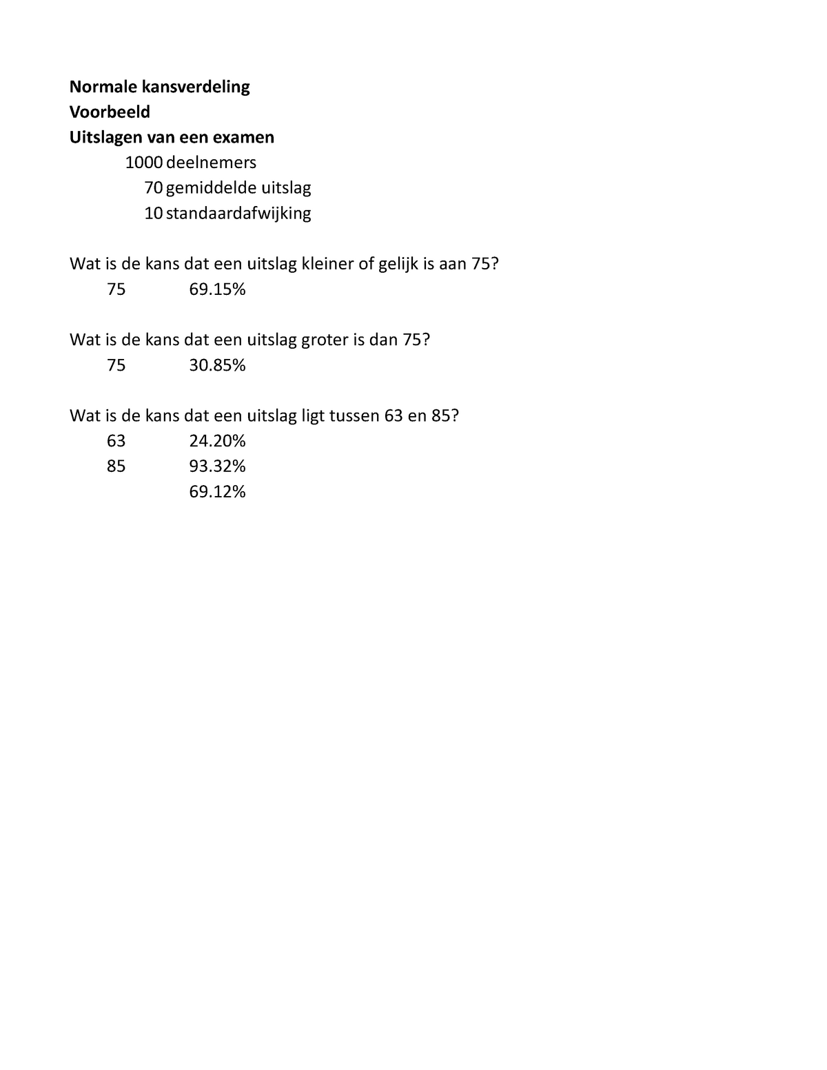 (voorbeeld)oefeningen H11 - Statistiek - Normale Kansverdeling ...