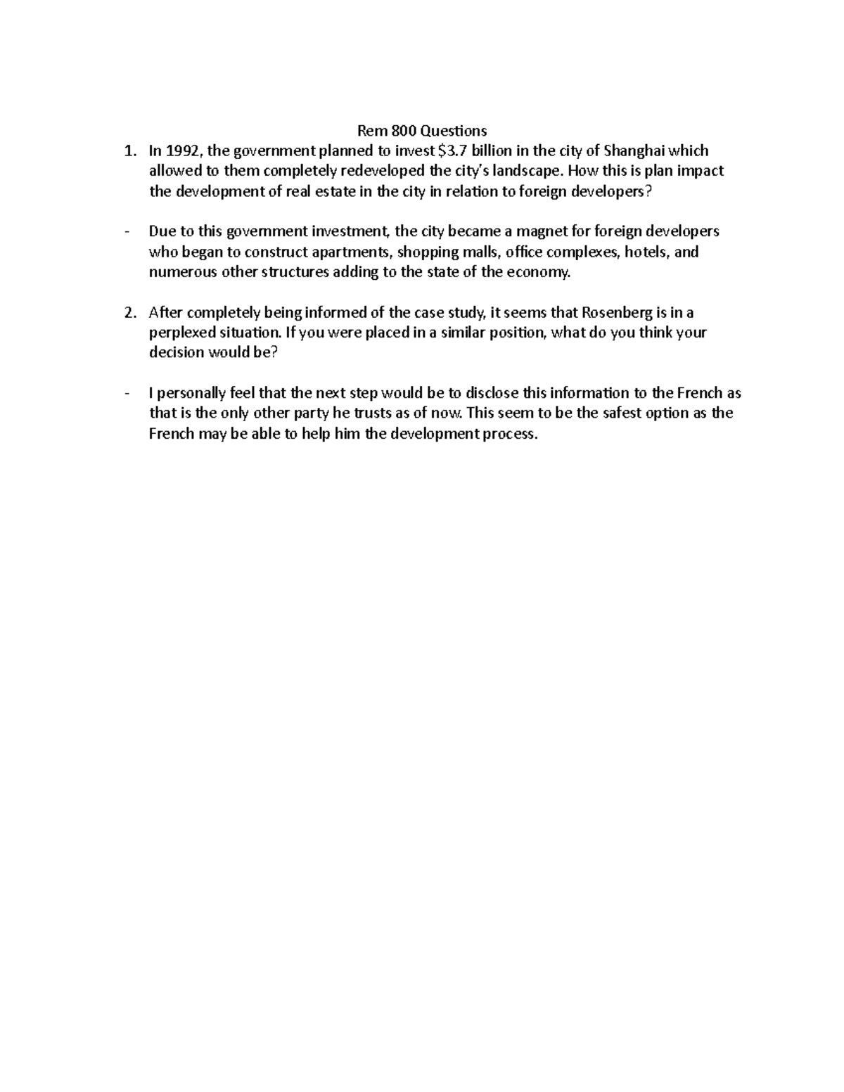 Rem 800 questions # 4 2022 winter Semester - Rem 800 Questions In 1992 ...
