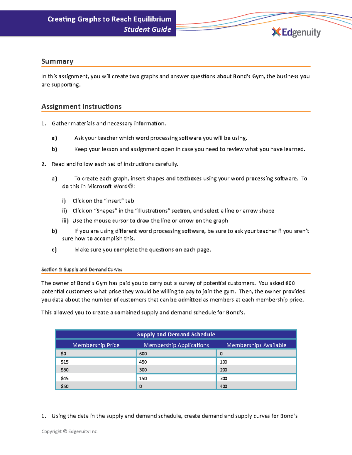 Creating Graphs Student Assignment - Summary In this assignment, you ...