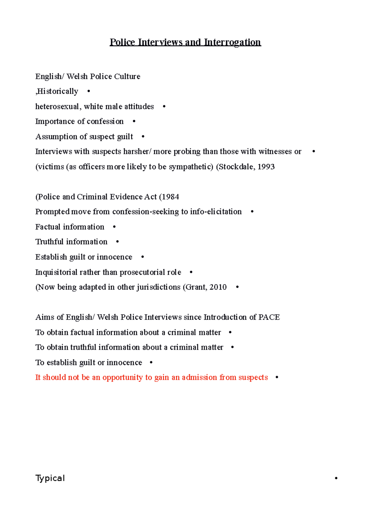 Police Interviews and Interrogation docx - Police Interviews and ...