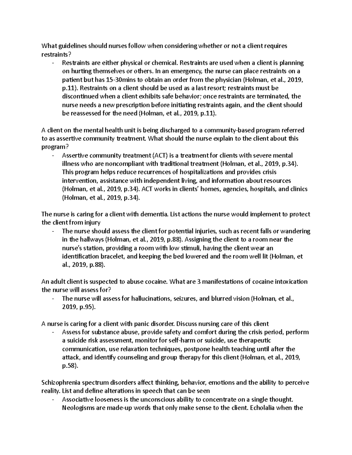 Mental health capstone - What guidelines should nurses follow when ...