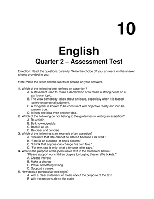 English 7 - Answer Sheet Quarter 2 Module 5 - ENGLISH 7 ANSWER SHEET ...