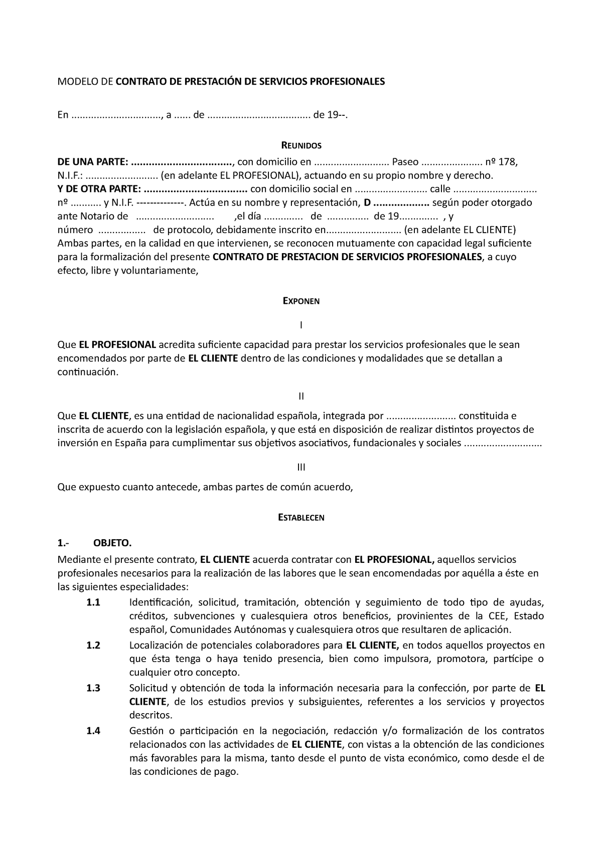 Modelo Contrato De Prestacion De Servicios Profesionales Modelo De Contrato De PrestaciÓn De 4308