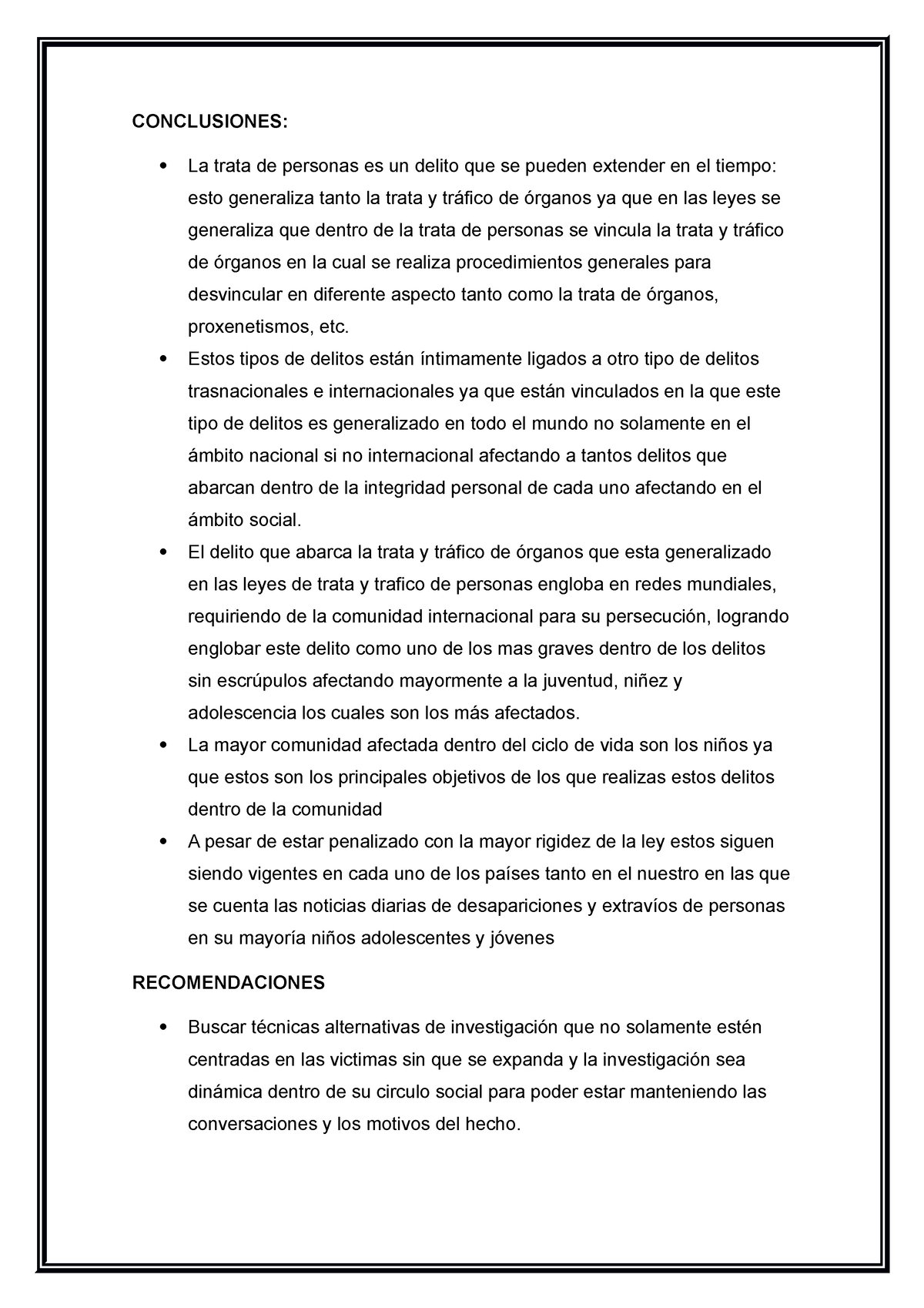 Trata y trafico - documentos adjuntos de cursos - CONCLUSIONES: La ...