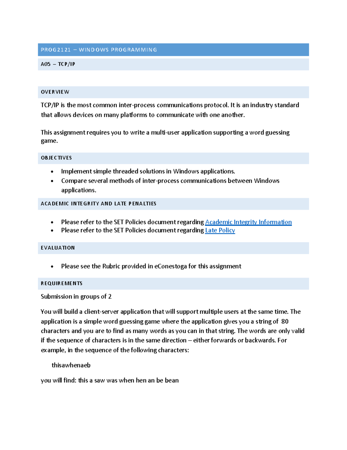 A05-Inter-process Communication - PROG2121 – WINDOWS PROGRAMMING A05 ...