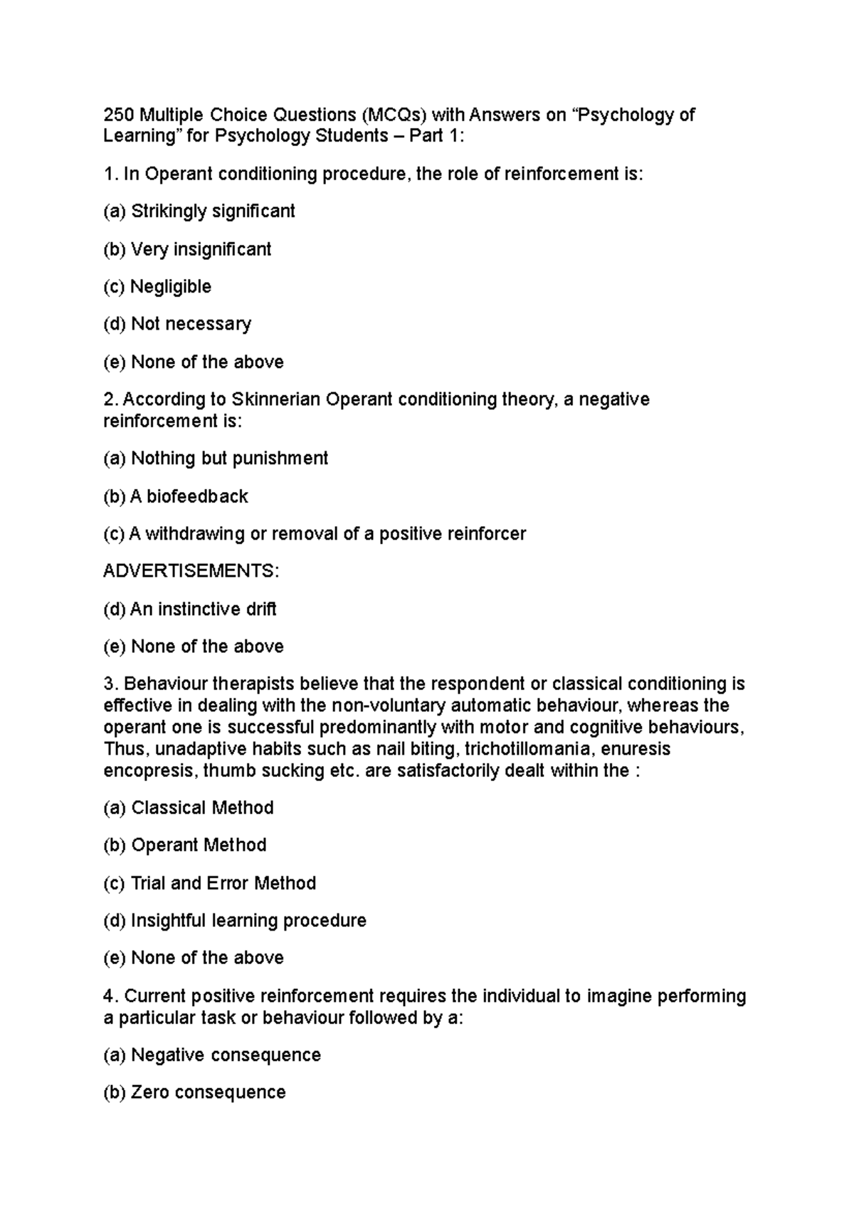 250 Multiple Choice Questions - Are Satisfactorily Dealt Within The ...