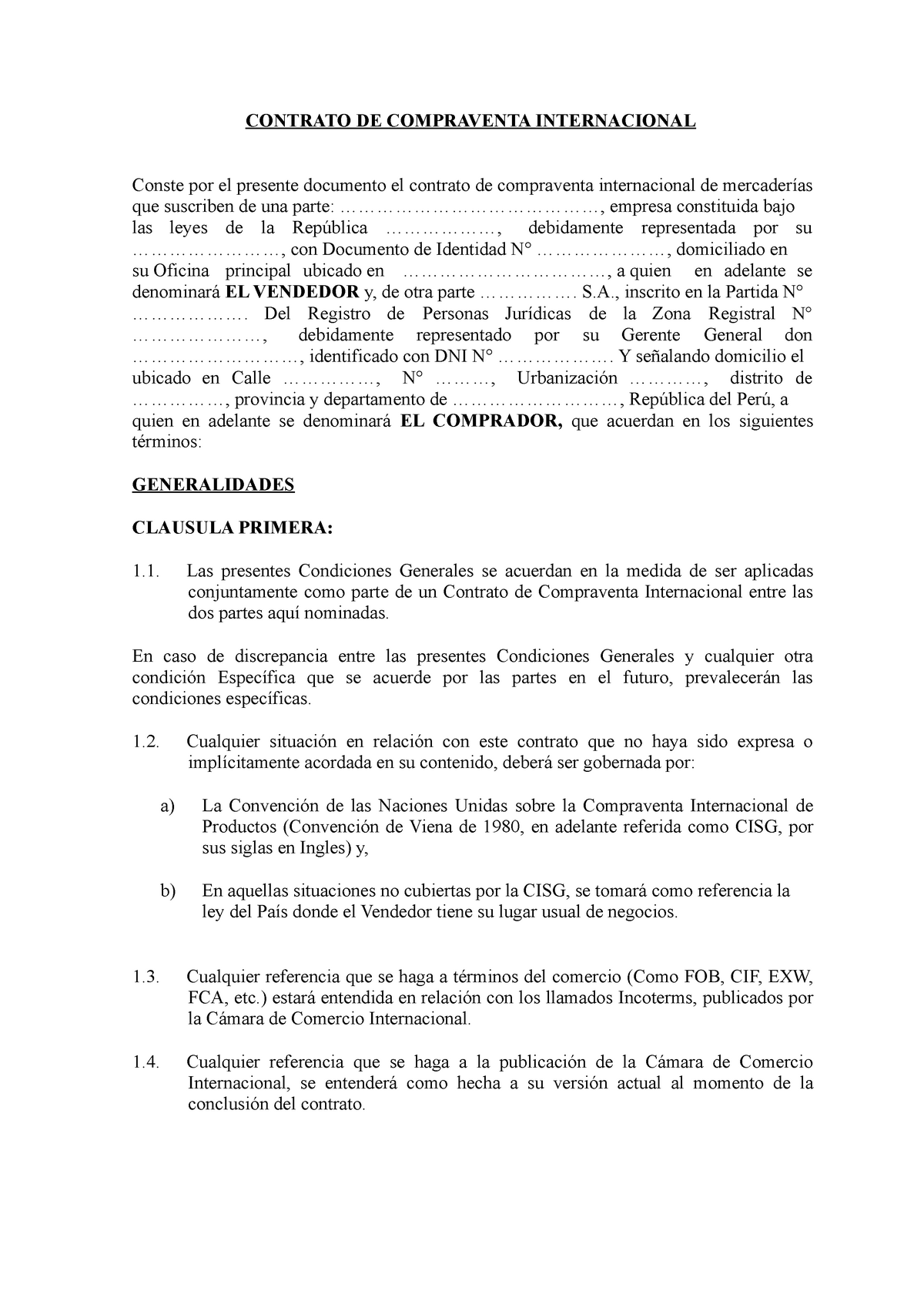 Contrato De Compraventa Internacional Contrato De Compraventa Internacional Conste Por El 7810