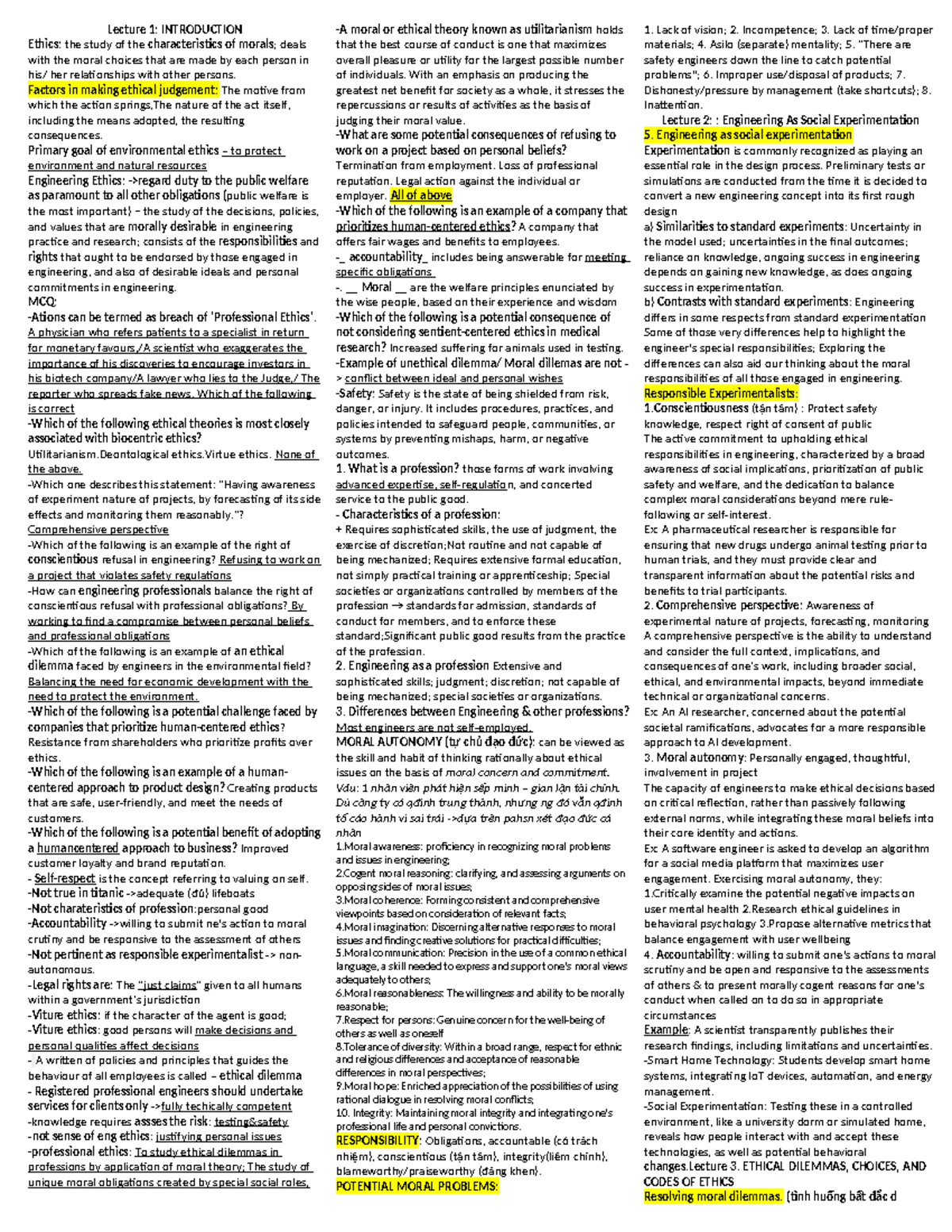 Mid note ethics - note thics midterm - Lecture 1: INTRODUCTION Ethics ...