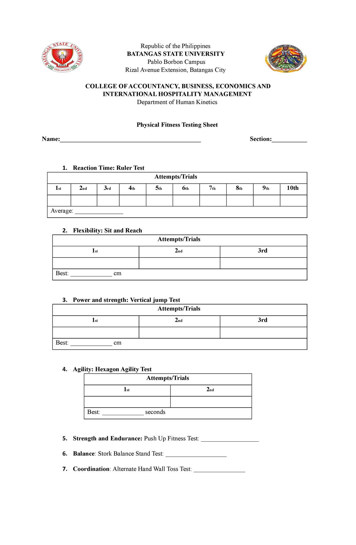 Physical Fitness Testing Sheet Republic Of The Philippines BATANGAS   Thumb 1200 1835 