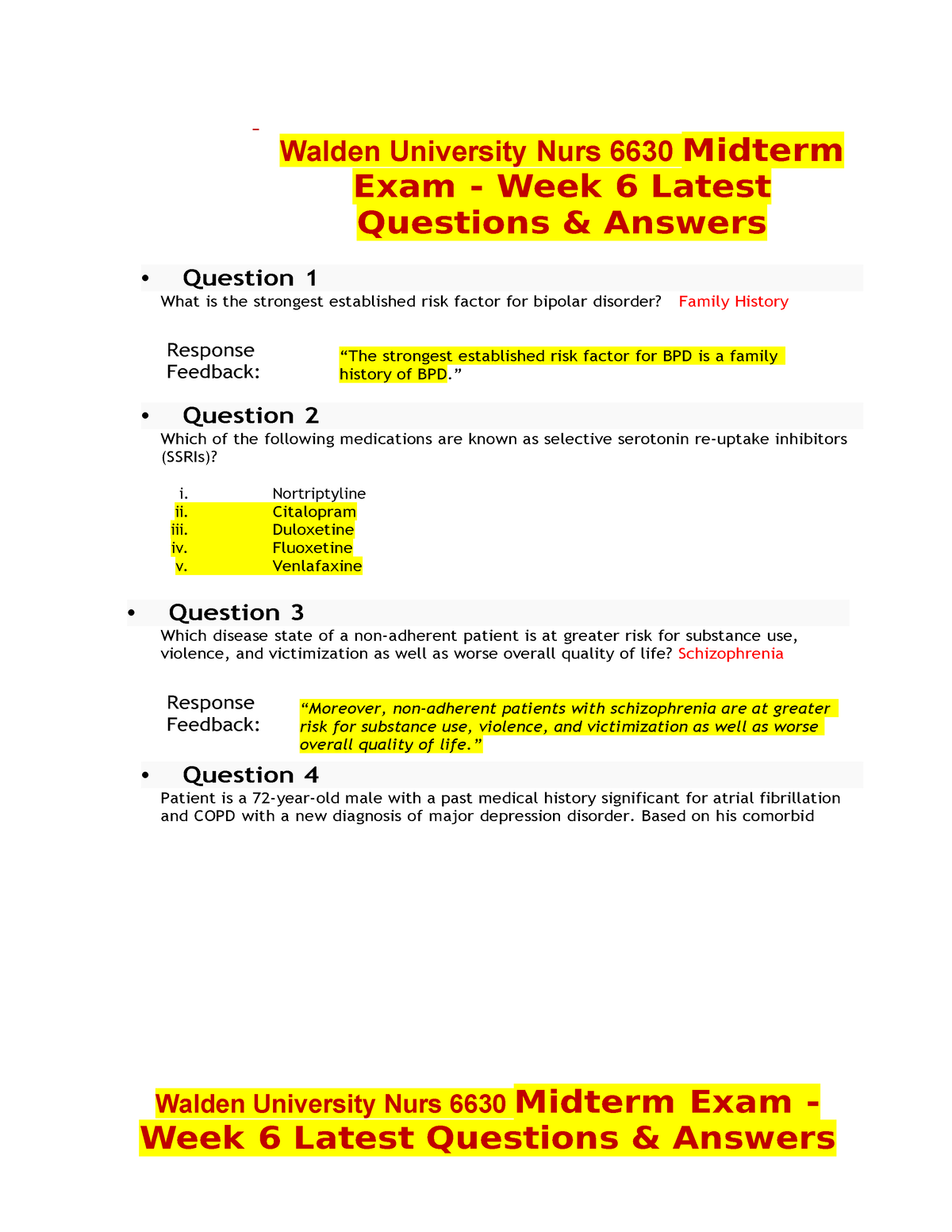 Midterm Explained 2 - Walden University Nurs 6630 Midterm Exam - Week 6 ...