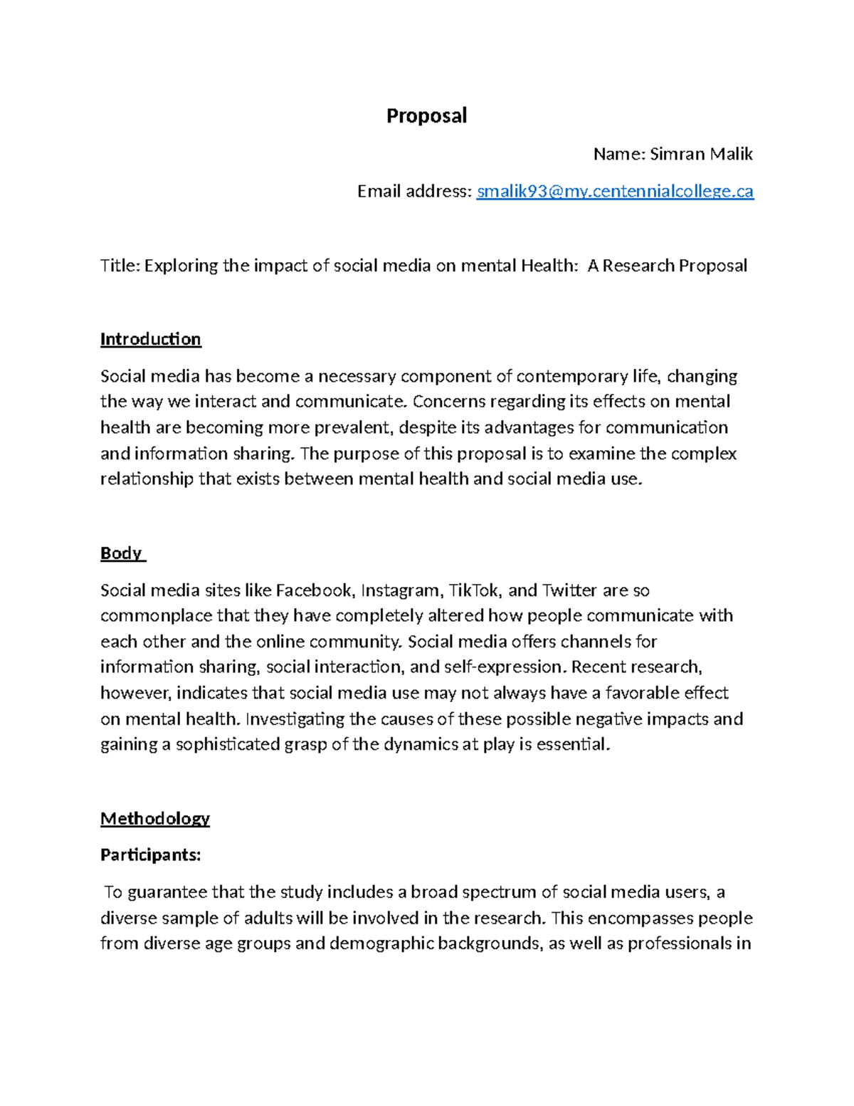 Proposal - English - Proposal Name: Simran Malik Email address ...