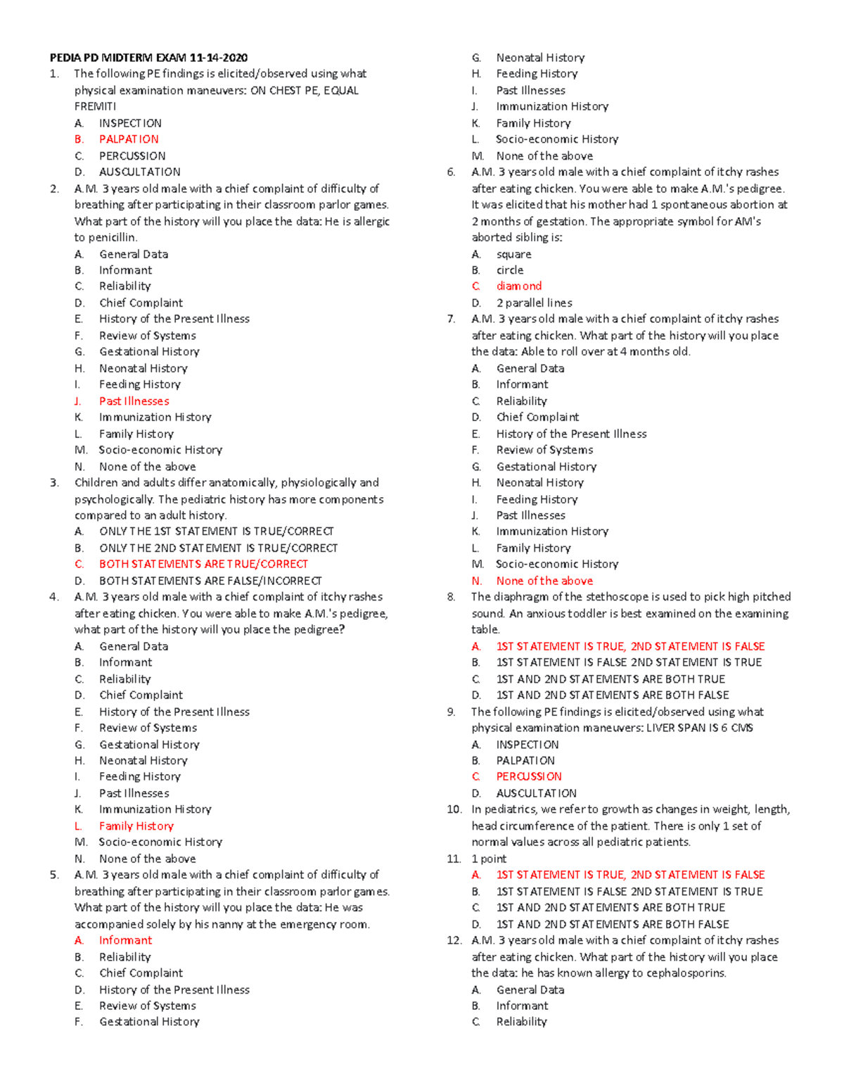 sample questions sample questions sample questions - PEDIA PD MIDTERM ...