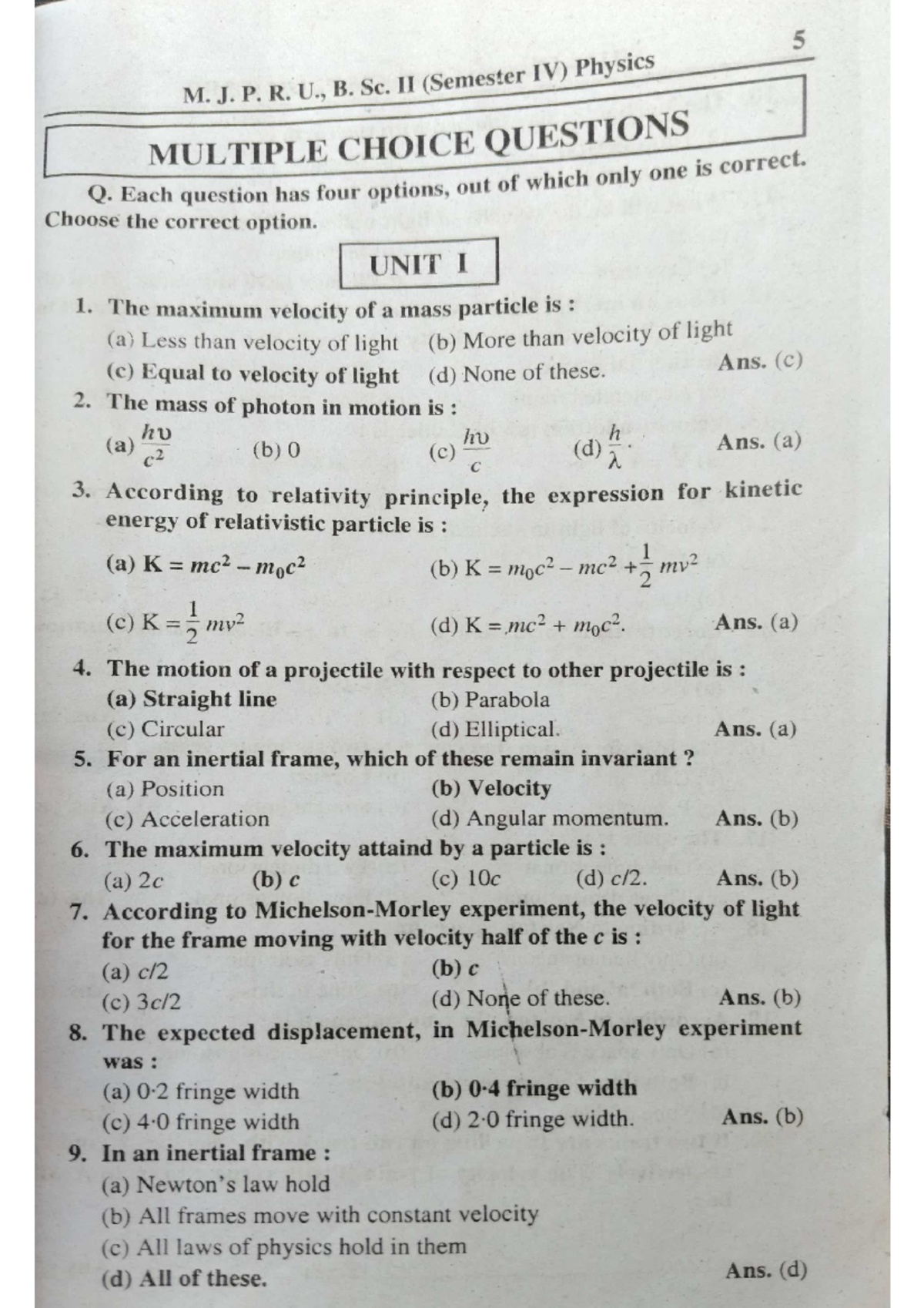 Physics 4th Semester Guess Paper Physics P Studocu