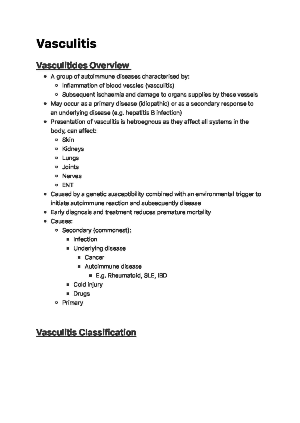 Vasculitis - Va s c u l i t i s Vasculitides Over view Vasculitis ...