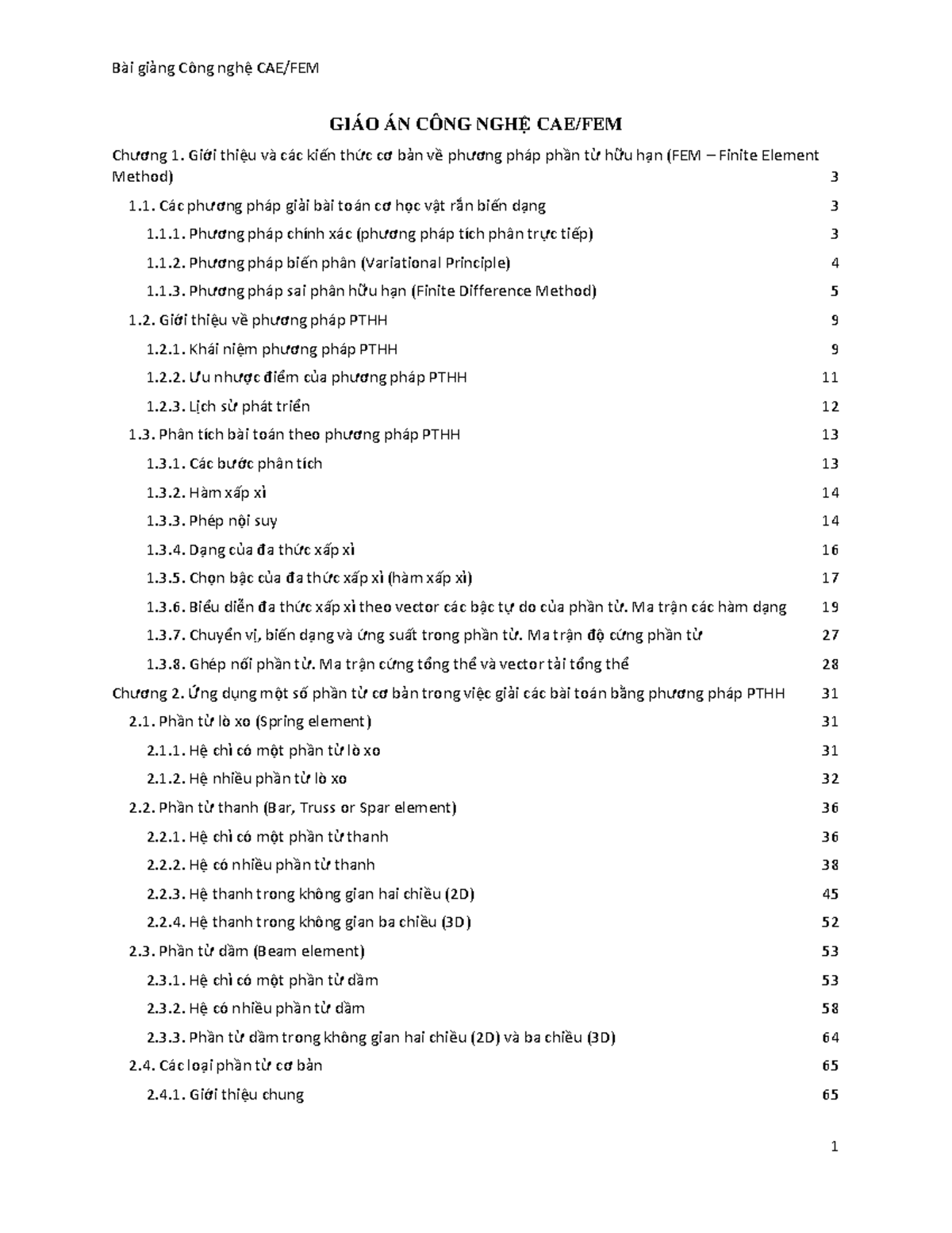 Bài giảng CAEFEM ko có GIÁO ÁN CÔNG NGHà CAE/FEM Method) Ch±¡ng 1