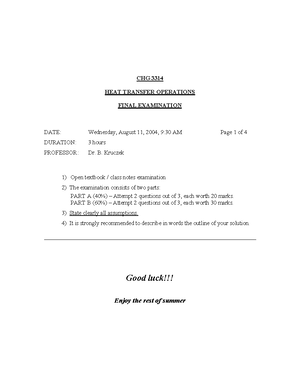 Problem Set 2 Solutions - Brendan - CHG2314 - Studocu