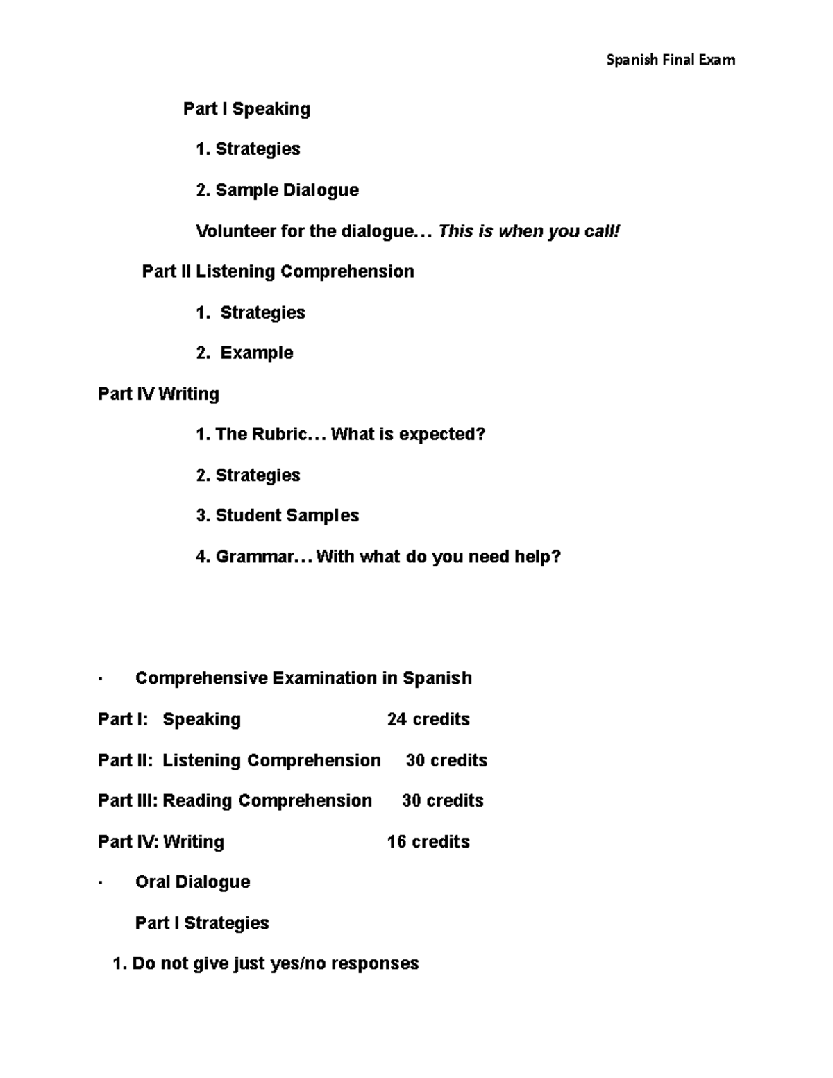 span-final-exam-notes-summary-part-i-speaking-1-strategies-2