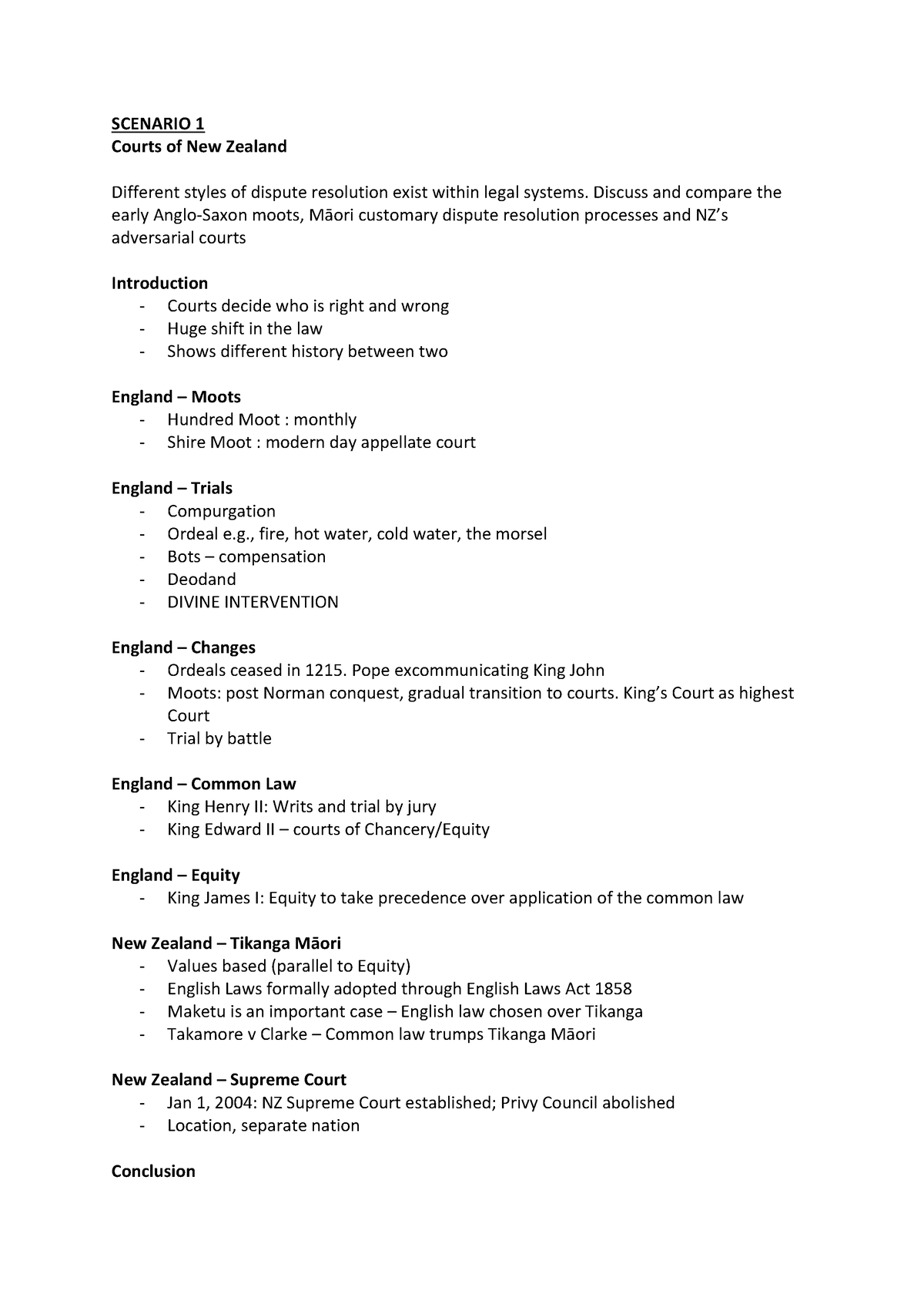 EXAM Questions - SCENARIO 1 Courts of New Zealand Different styles of ...