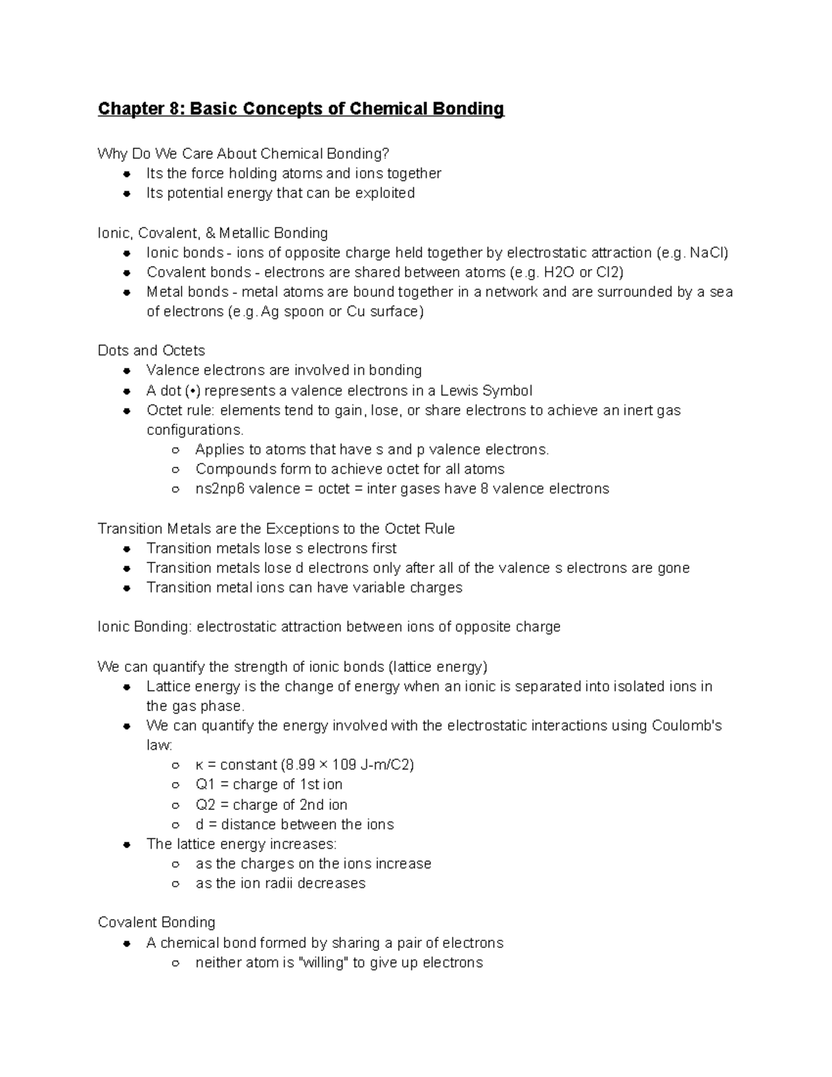 Gen Chem 1 Ch. 8 - Dr. Thomas Mullen - Chapter 8: Basic Concepts of ...