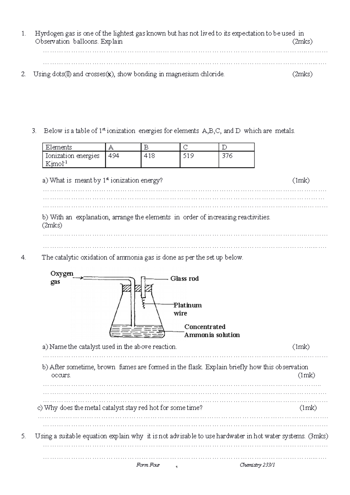 Chem 1 Materials Hyrdogen gas is one of the lightest gas known but has not lived to its