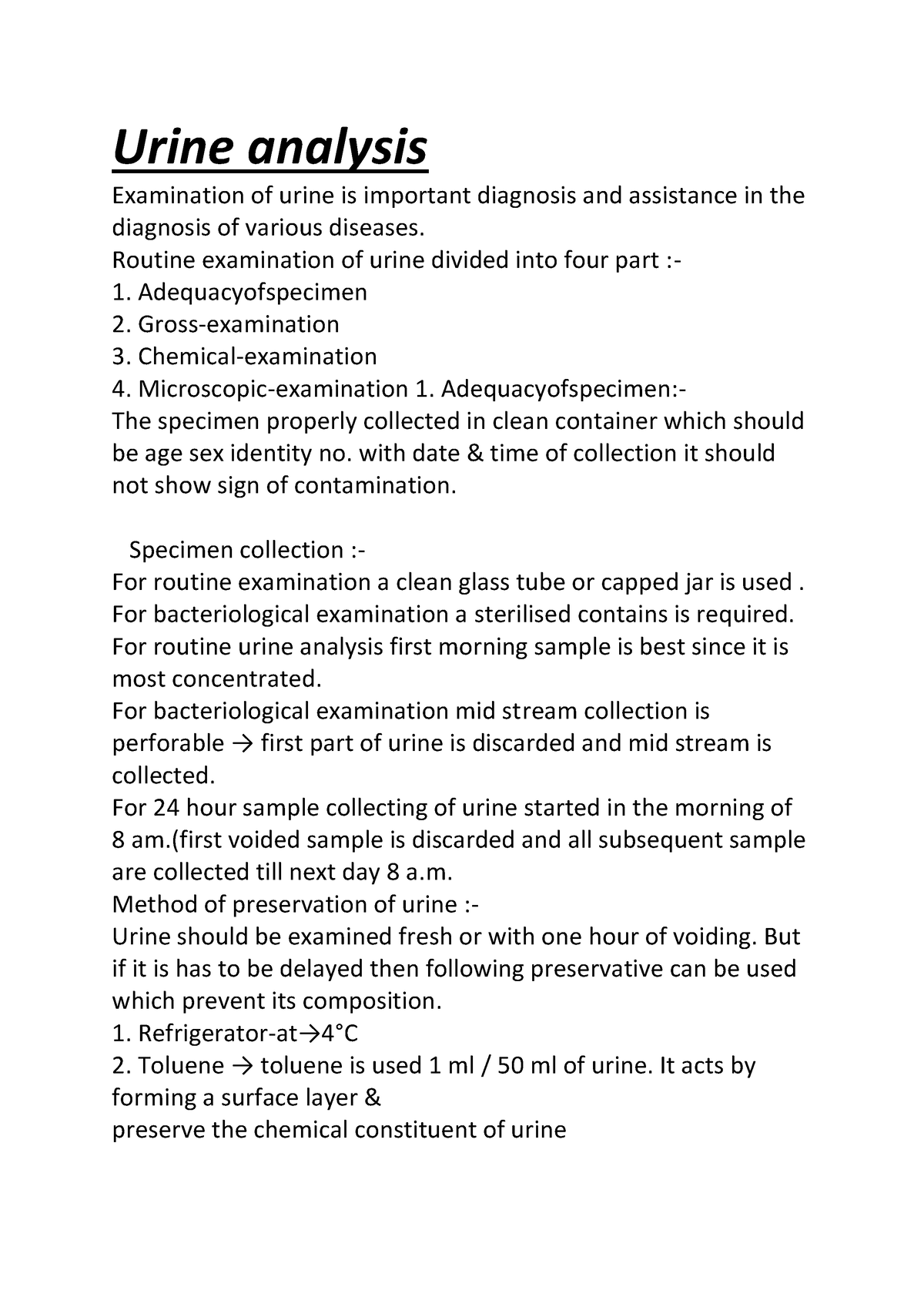 urine analysis case study