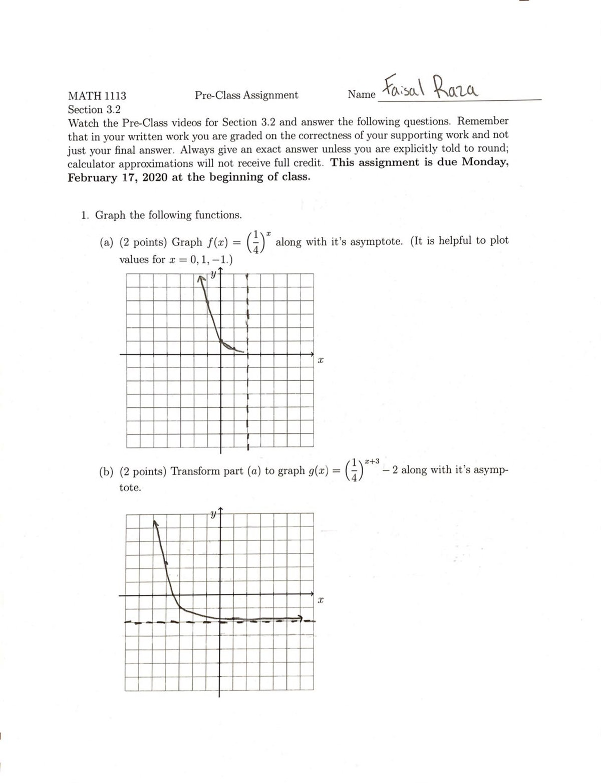 precalculus lesson 2.1 homework