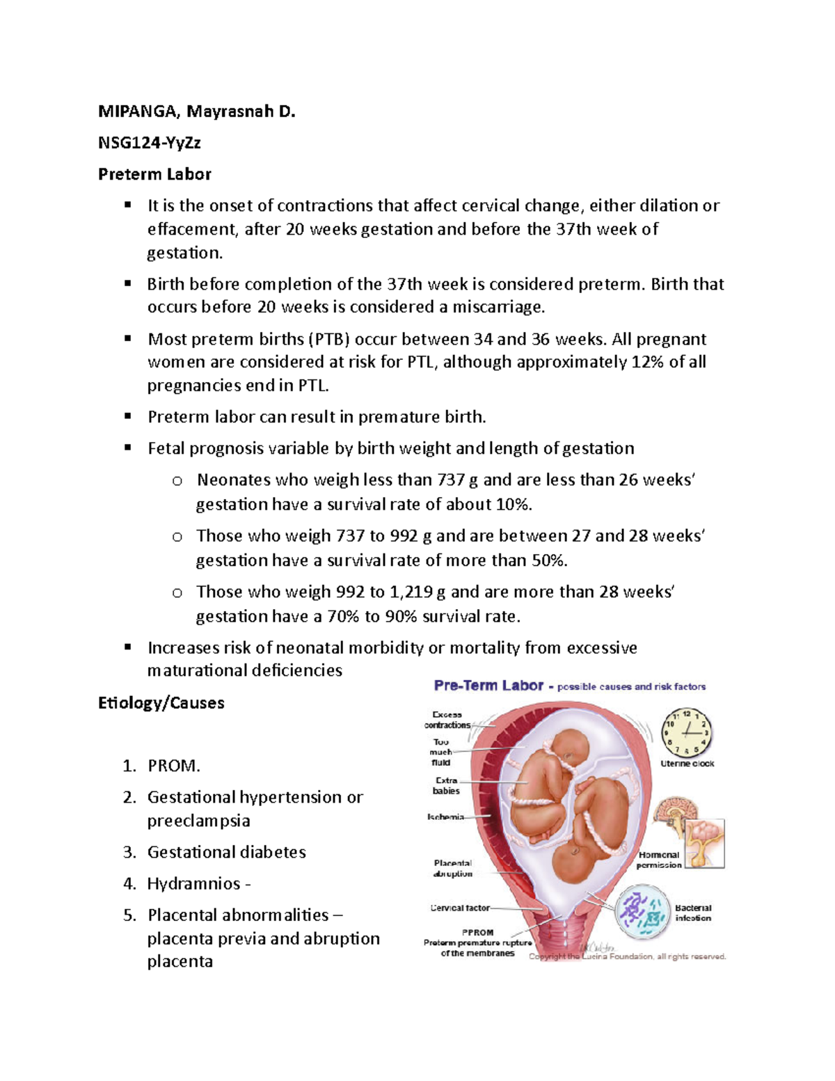 preterm labor case study nursing