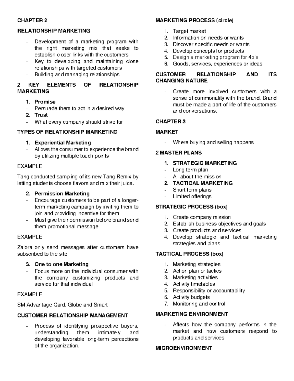 Marketing - CHAPTER 2 RELATIONSHIP MARKETING Development of a marketing ...