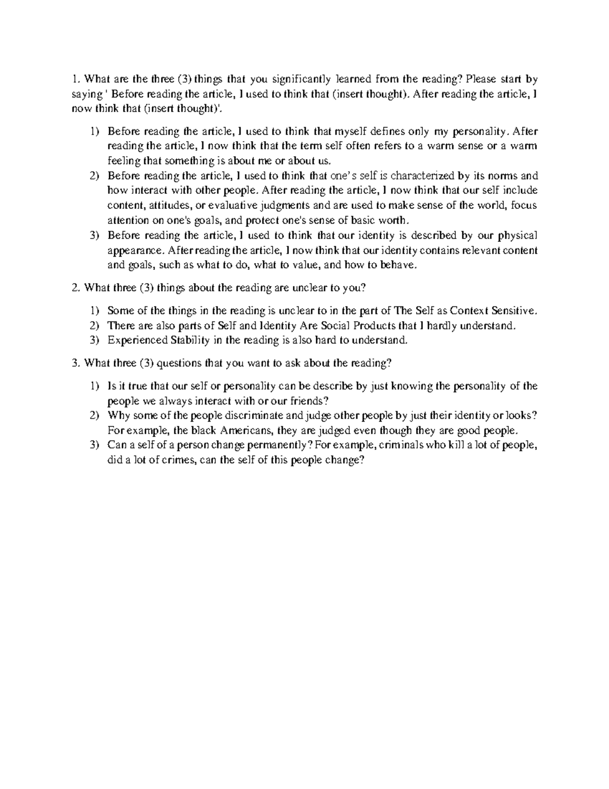 GED101 MRR1 - None - What are the three (3) things that you ...