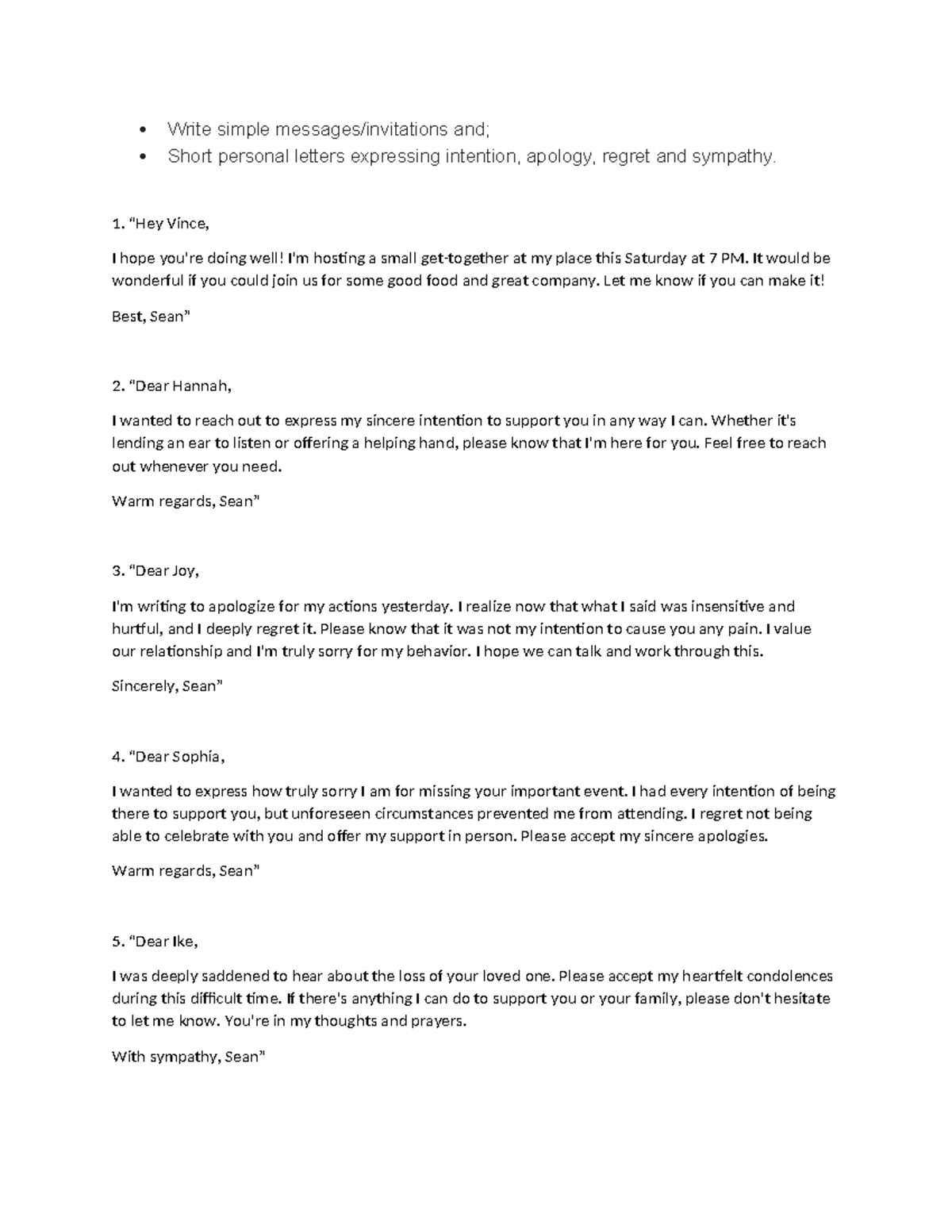 0 2 Activity 01 Pur Com mdtrms - Write simple messages/invitations and ...