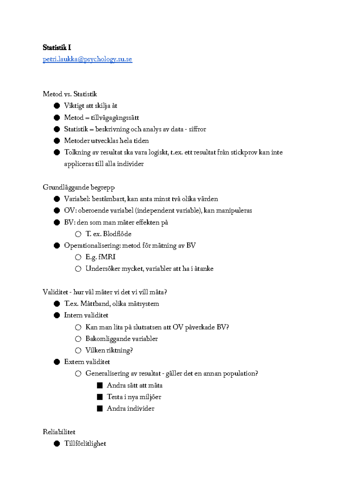 Forelasning 5 Statistik I Studocu