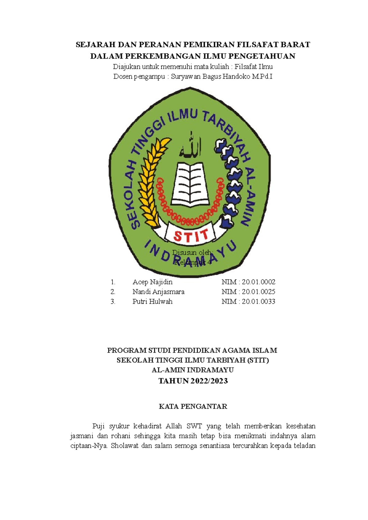 Filsafat Ilmu - SEJARAH DAN PERANAN PEMIKIRAN FILSAFAT BARAT DALAM ...