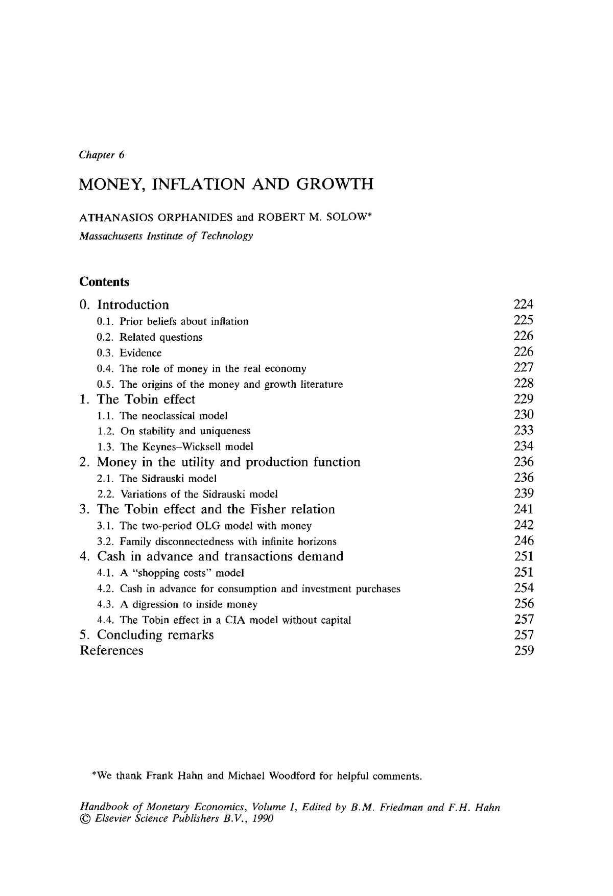 Money Inflation and Growth - Chapter 6 MONEY, INFLATION AND GROWTH  ATHANASIOS ORPHANIDES and ROBERT - Studocu