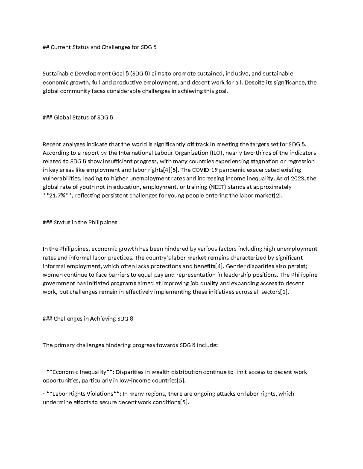 Sdg - sdg 8 - Current Status and Challenges for SDG 8 Sustainable ...