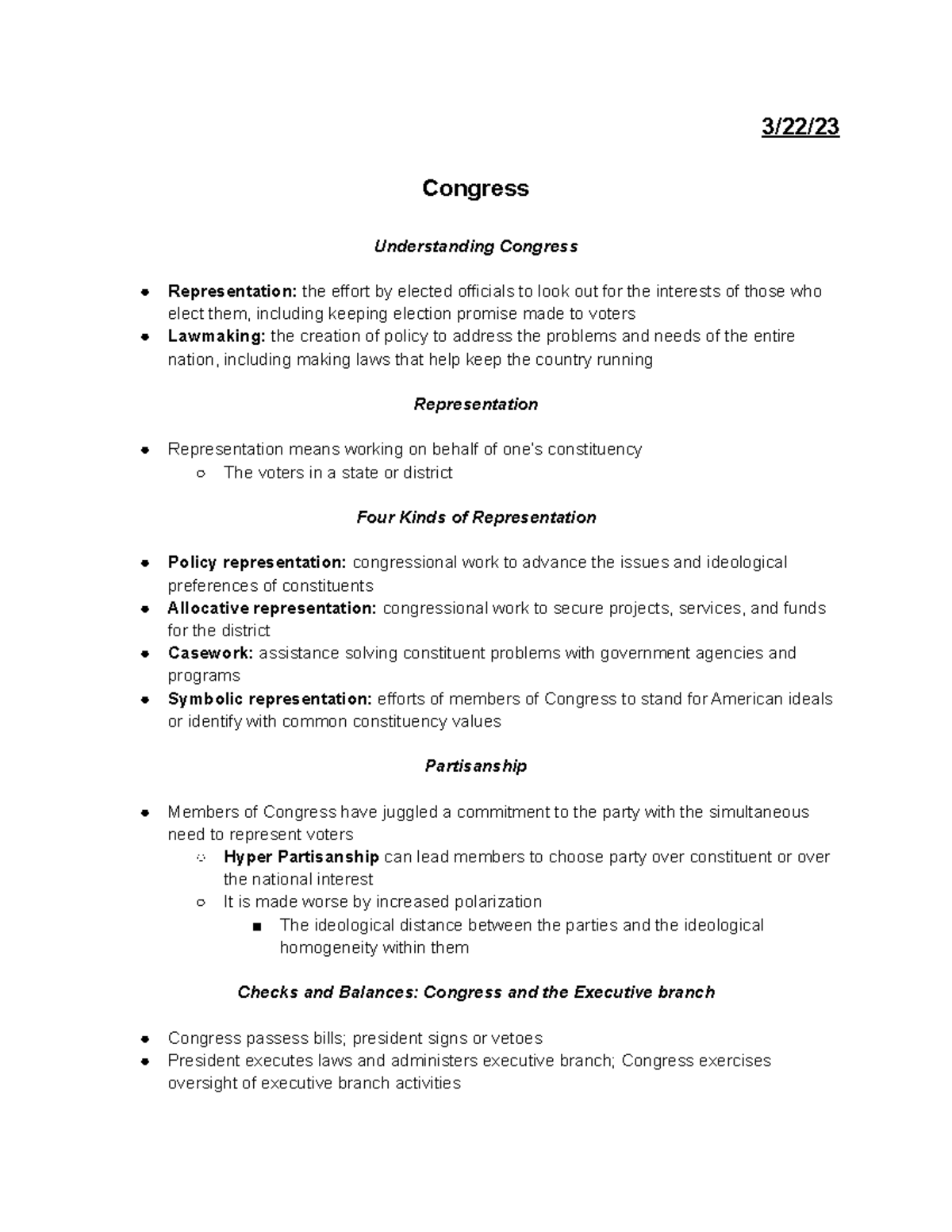 The Congress - Professor Curry - 3/22/ Congress Understanding Congress ...