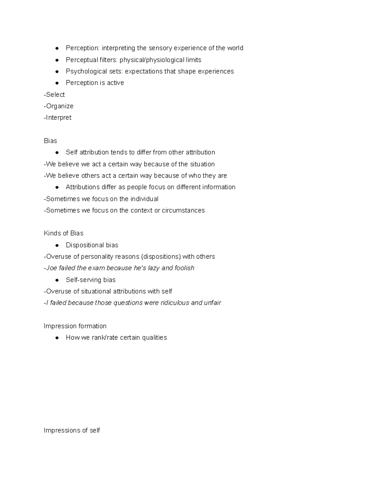 3- Perception - Lecture notes 3 - Perception: interpreting the sensory ...