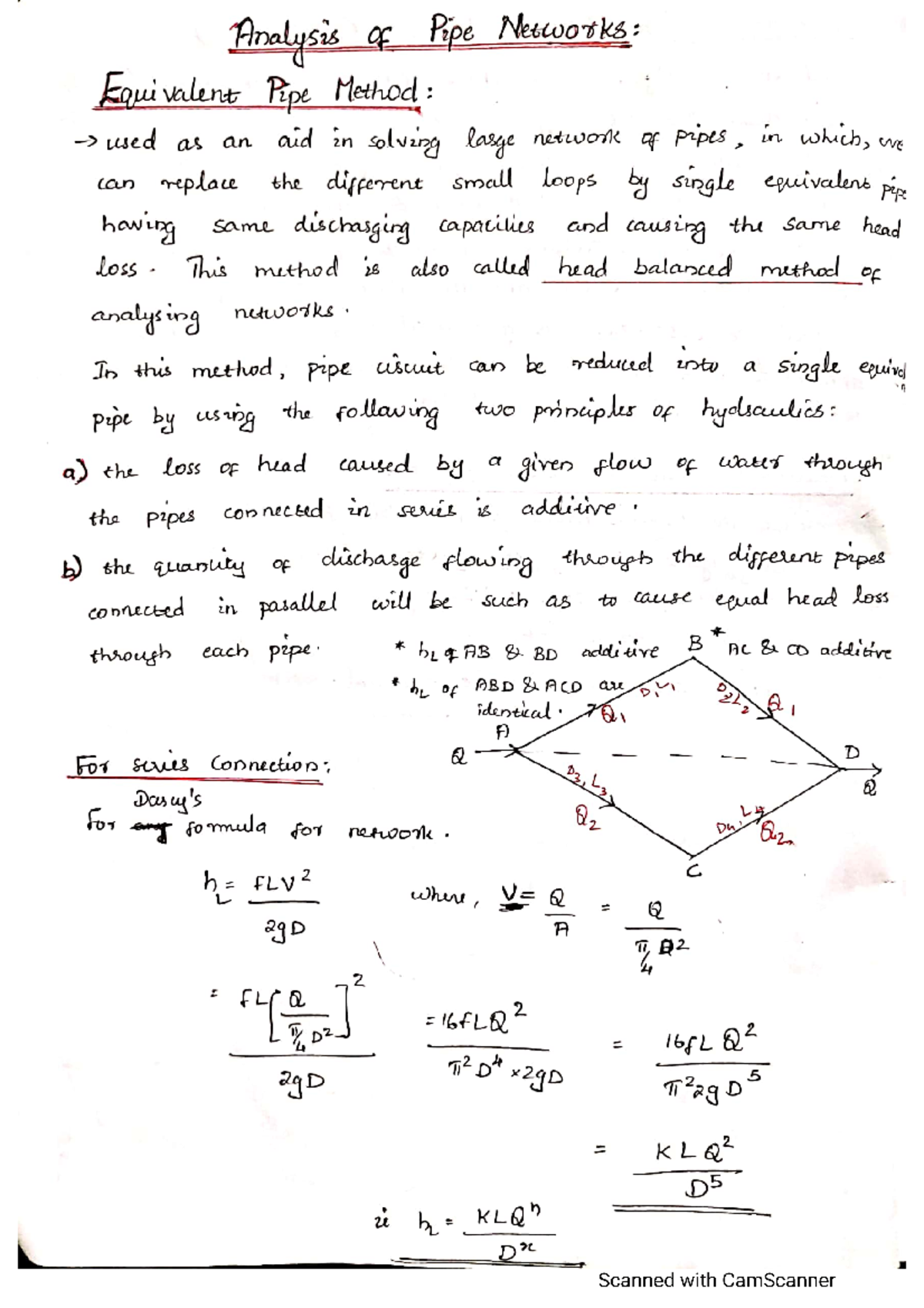 Equivalent pipe Method Environmental Engineering1 Studocu