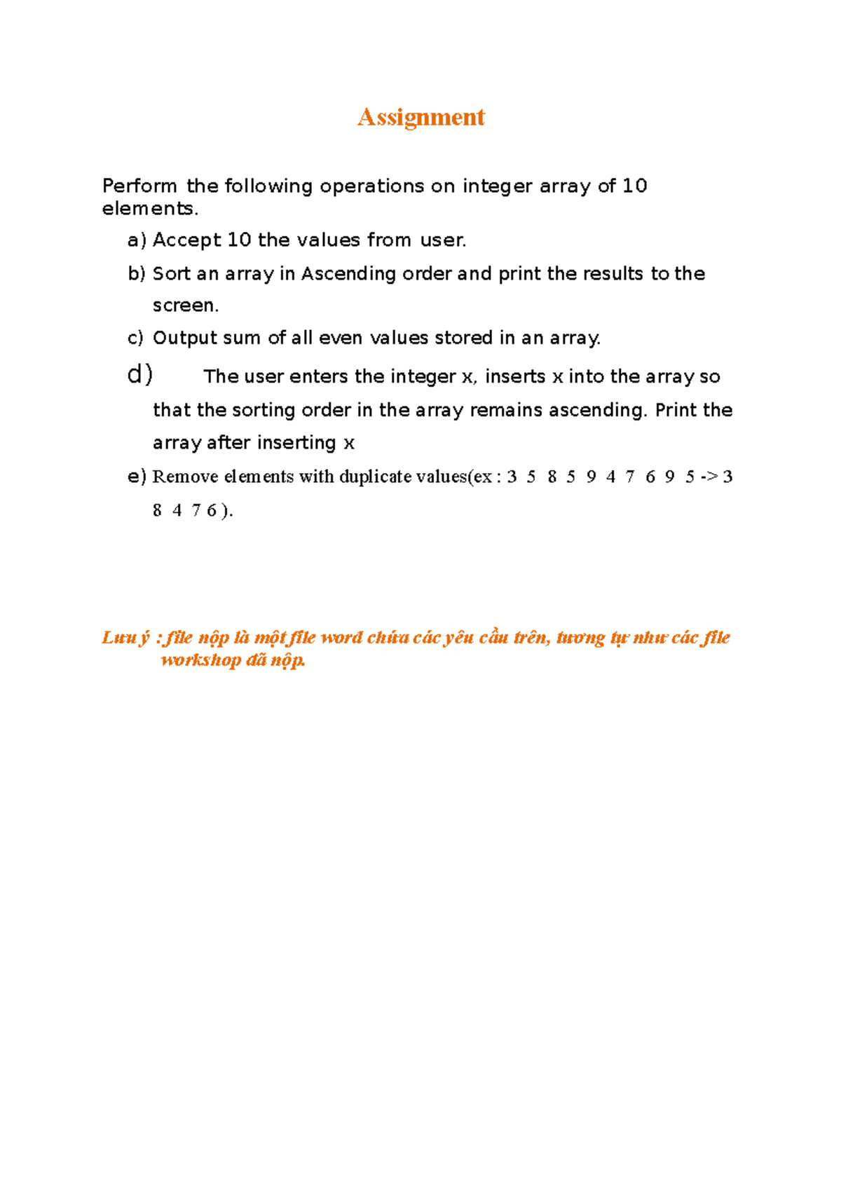Assignment Fall23 - Assignment Perform the following operations on ...