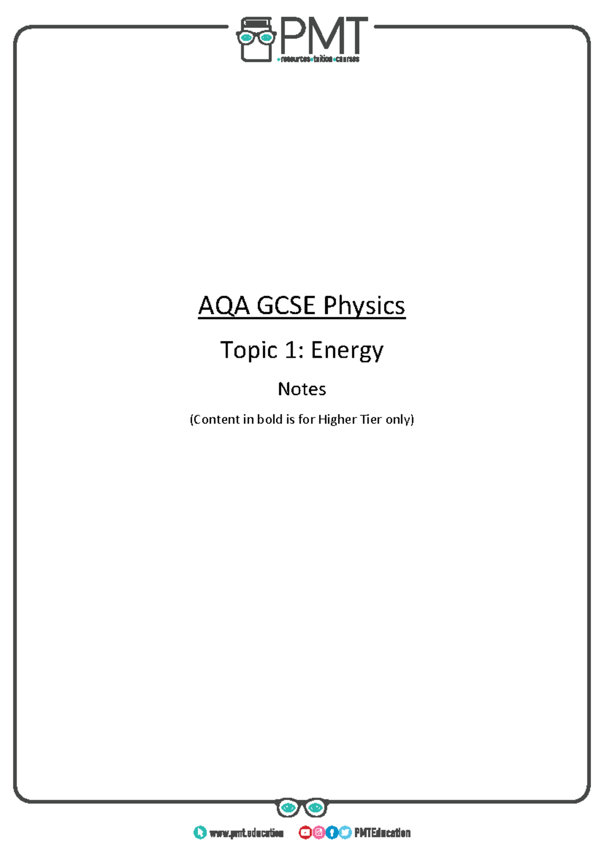 Summary Notes- energy - yea - AQA GCSE Physics Topic 1: Energy Notes ...