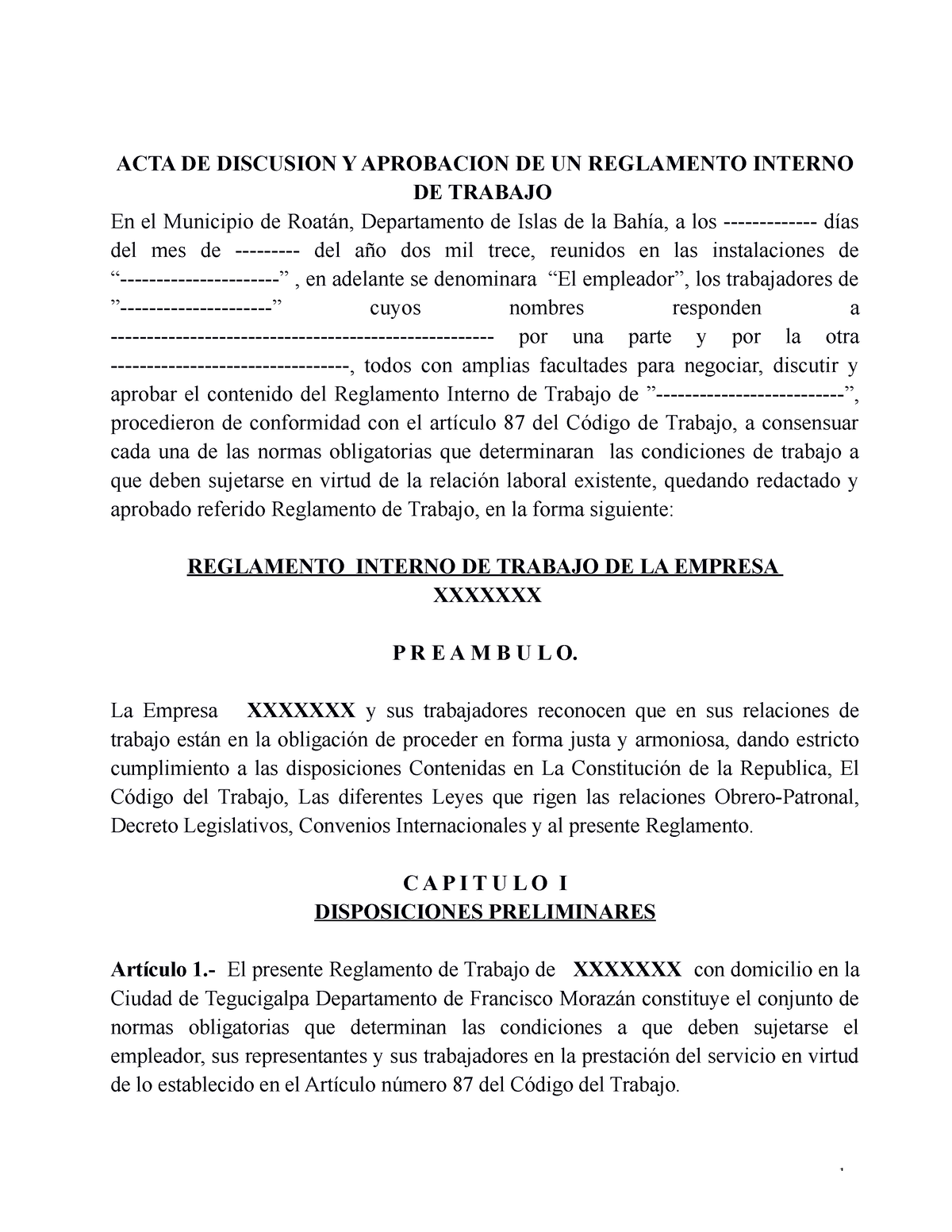 2021 00 00 Formato Reglamento Interno De Trabajo Acta De Discusion Y Aprobacion De Un 9896